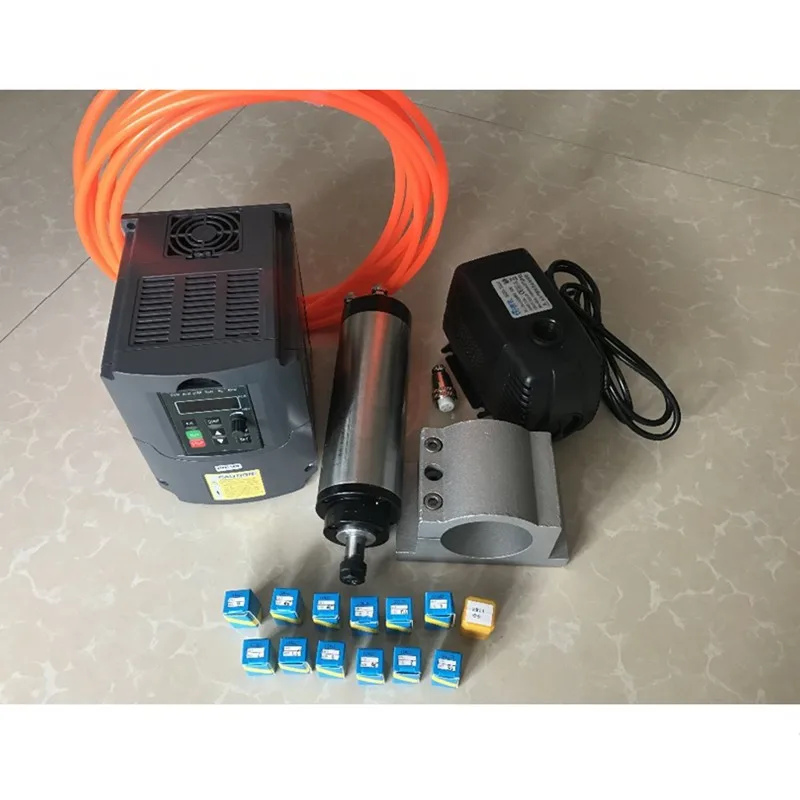 3KW ER20 water cooled spindle motor + 3KW 220V frequency inverter + 100mm clamp + 3.5m water pump + pipe + ER20 Collet