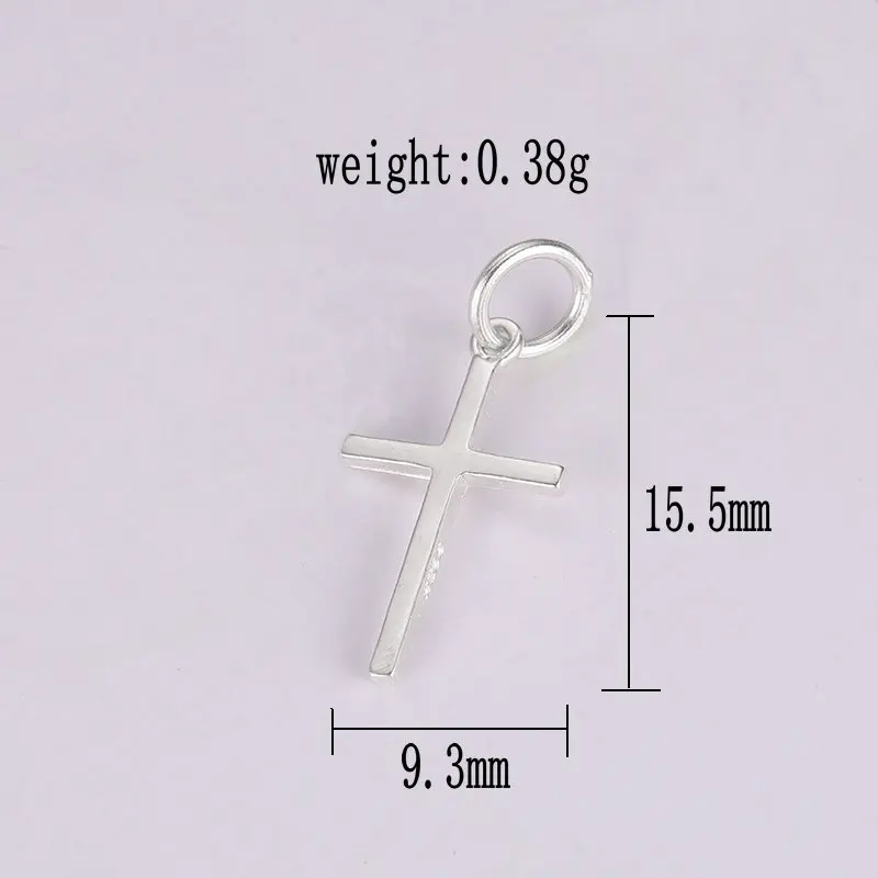 One piece Charm Fashion smooth 925 Sterling Silver Cross Pendant for Christian Necklace Bracelet Making Christ Jesu silver cross