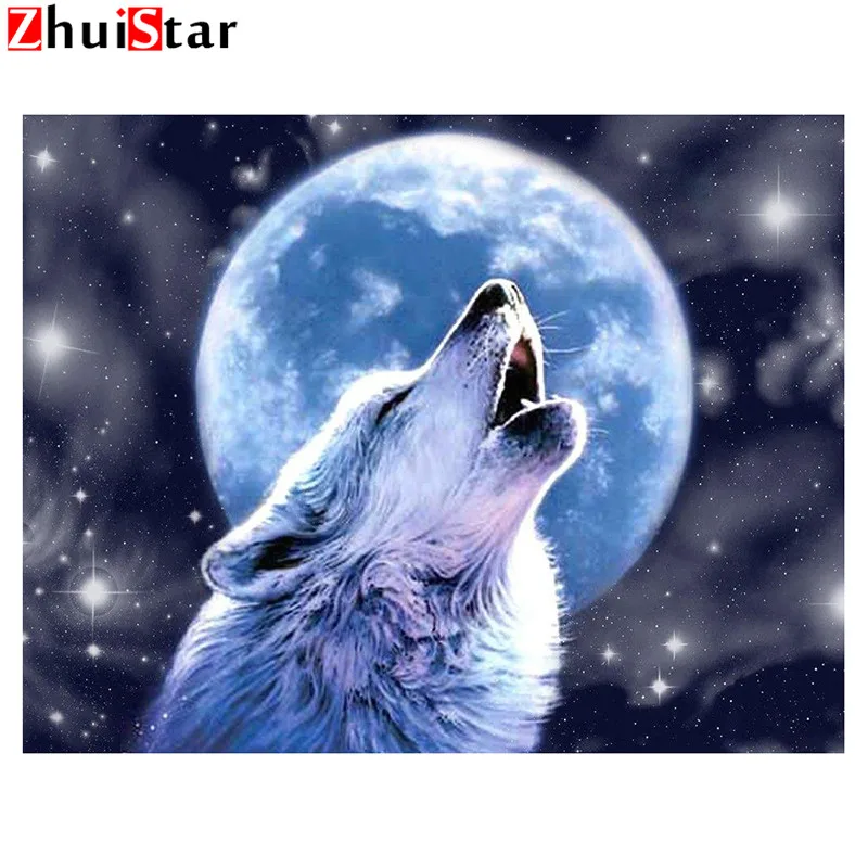 Diamond Painting Wolf Picture Full Square Diamond Embroidery Drill Resin Mosaic Wall Decor Handiwork Arts XY1