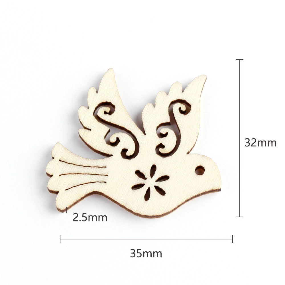 Fashion Unfinished Peace Pigeon Wooden Pieces Scrapbooking Natural Wood Embellishment Handcrafts Card Making Bird Decor 10PCS