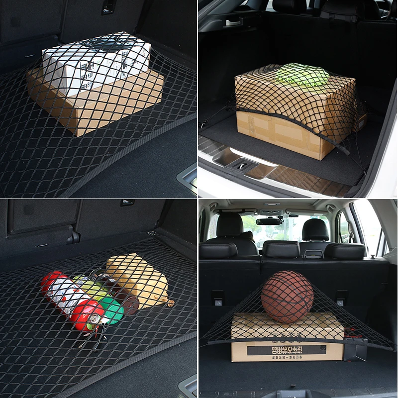 Car Trunk Storage Elastic Mesh Net 4 Hooks For Mitsubishi Asx Lancer Outlander Pajero Sport 9 L200 Colt Carisma Galant Grandis