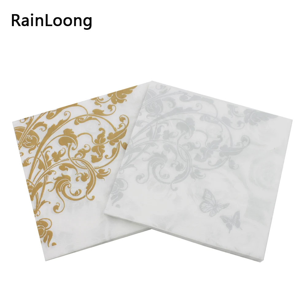 [RainLoong] Beverage Paper Napkins Flower Event & Party Tissue Napkins Decoration Serviettes 33cm*33cm 1 pack (20pcs/pack)