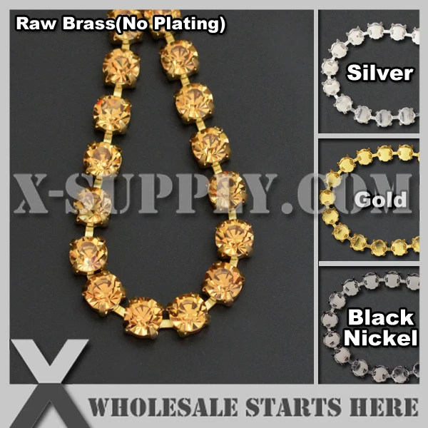 SS22 5mm Round Rhinestone Cup Chain,Golden Amber Rhinestones For Jewelry,Garment,Bag,Shoe Decorations