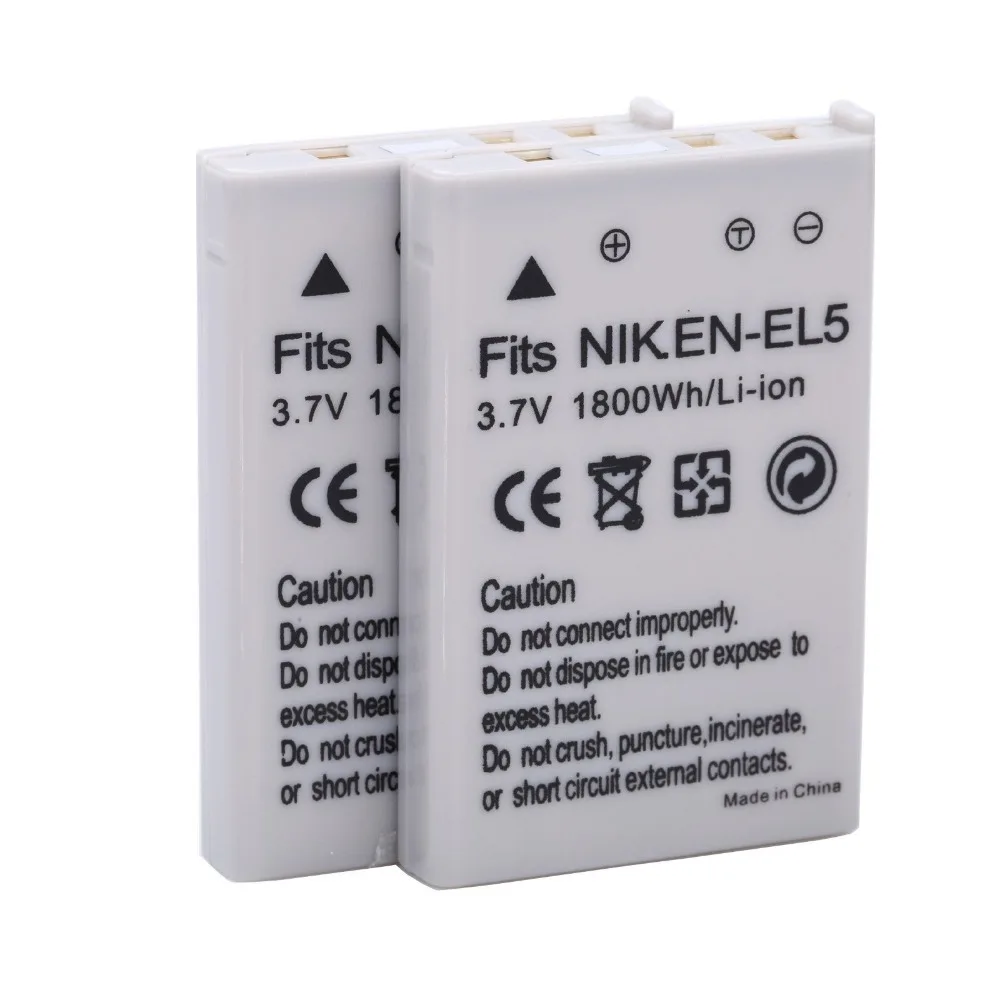 

2pcs/lot 1800mAh EN-EL5 ENEL5 EN EL5 Camera battery For NIKON Coolpix P530 P520 P510 P100 P500 P5100 P5000 P6000 P90 P80 Cameras