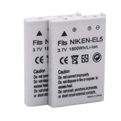 2 sztuk/partia 1800mAh EN-EL5 ENEL5 pl EL5 baterii aparatu do aparatu NIKON Coolpix P530 P520 P510 P100 P500 P5100 P5000 P6000 P90 P80 kamery