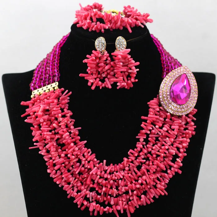 New Amazing Red African Coral Beads Jewelry Set Nigerian Wedding Beads Necklace Bridal Jewelry Sets Free Shipping ABS014