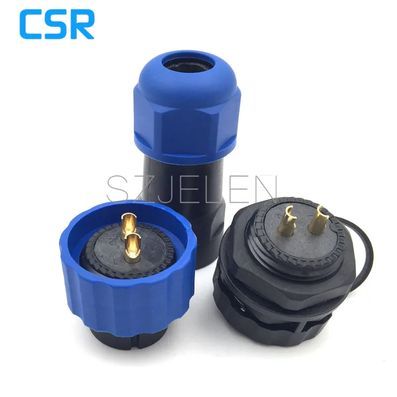 SD20TP-ZM, 2 pin waterproof connector Plug (female) and socket (male) ,IP68, Rated current 25A, install the cable 6.5-12mm, 20mm