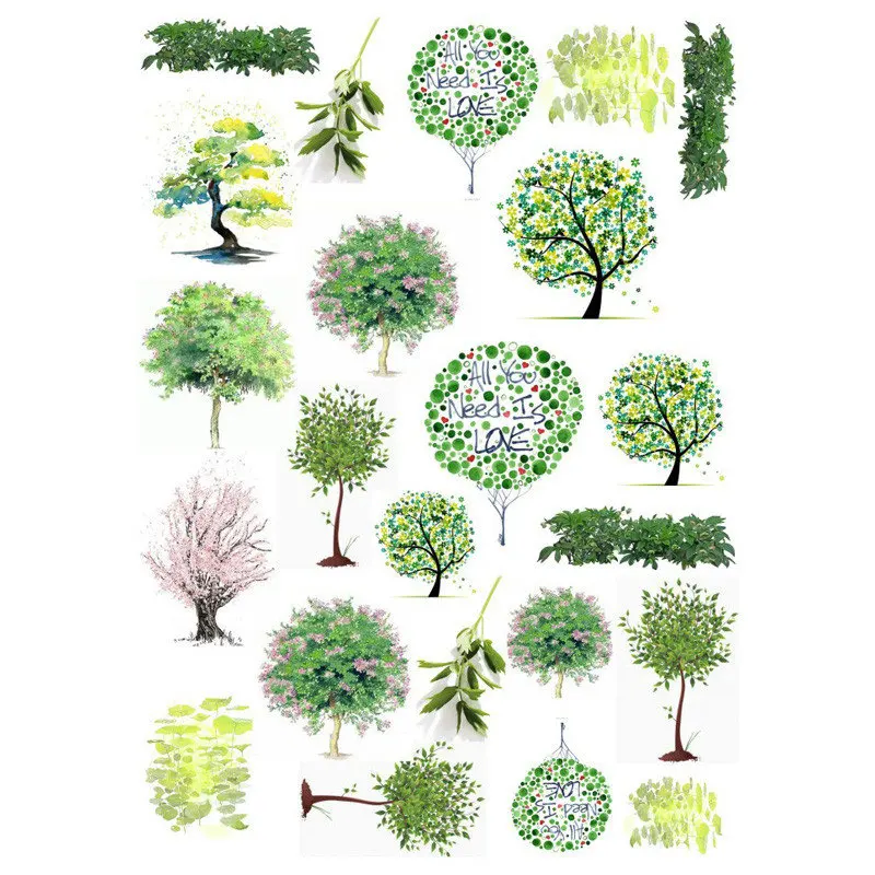 2 PCS Green Love Tree DIY Uncut Autocollant Stationery Scrapbooking Planner Sticker Cute Travel Book Journal Supplies