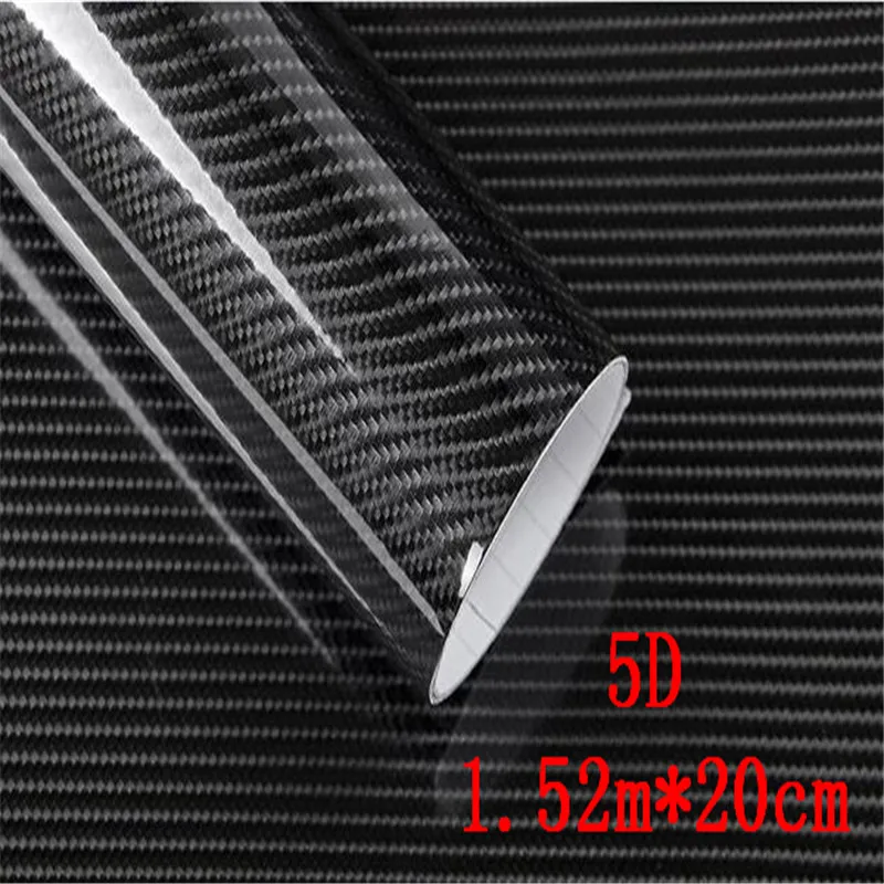 5pcs/lot DIY 20cmx152cm Car Sticker 5D High Glossy Carbon Fiber Roll Film Change Color Cars Exterior Interior Vinyl Wrap Decals