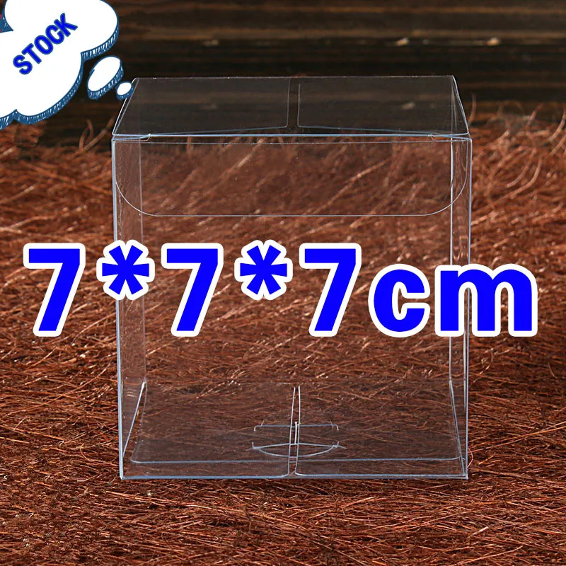 50pcs 7*7*7cm Transparent Waterproof PVC Boxes Packaging Small Plastic Clear Box Storage For Food/jewelry/Candy/Gift/cosmetics