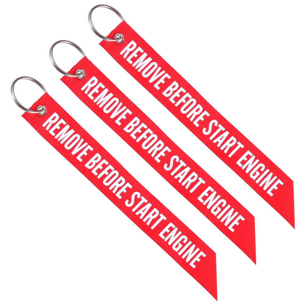 Remove Before Flight Streamer Key Chain Chaveiro Red Keychain Remove Before Start Engine Motorcycle Streamer Key Ring Jewelry