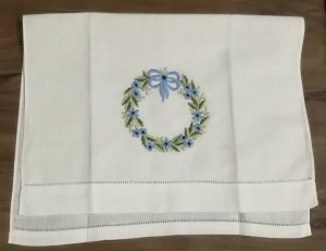 Conjunto de 12 lenços de linho branco, toalha de chá costurada com bainha de 14x22 ", pano para convidados, toalhas de cozinha, banheiro, bordado floral