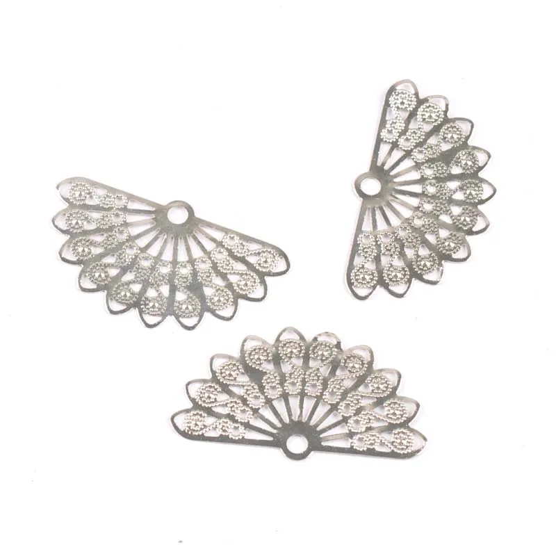 20pcs mix Filigree hollow Fan Wraps Connectors Metal Crafts Gift Decoration DIY Findings Scrapbooking craft ykl0752