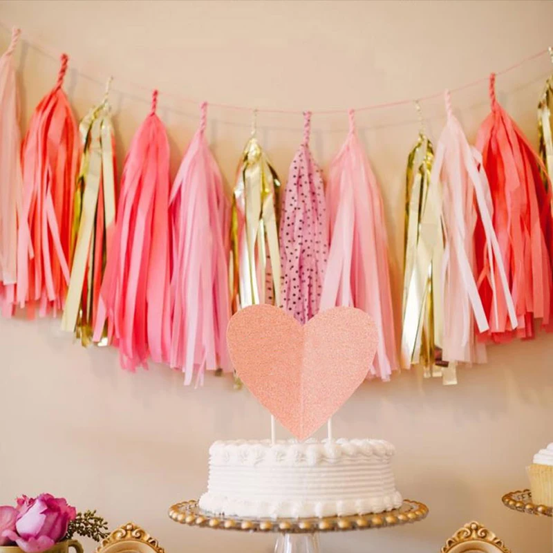 5 sheets/lot Tissue Paper Tassels DIY Garland Multi-use for Wedding Baby Shower Decoration Birthday Party Unicorn Party Supplies