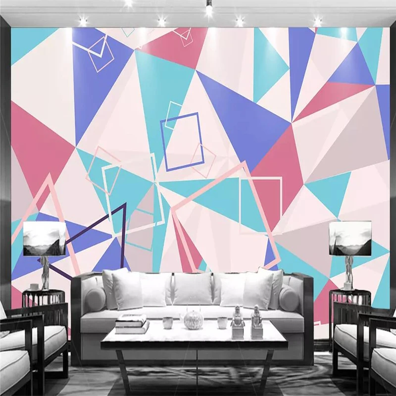 

Decorative wallpaper Modern 3D three-dimensional geometric figures collage on the background wall