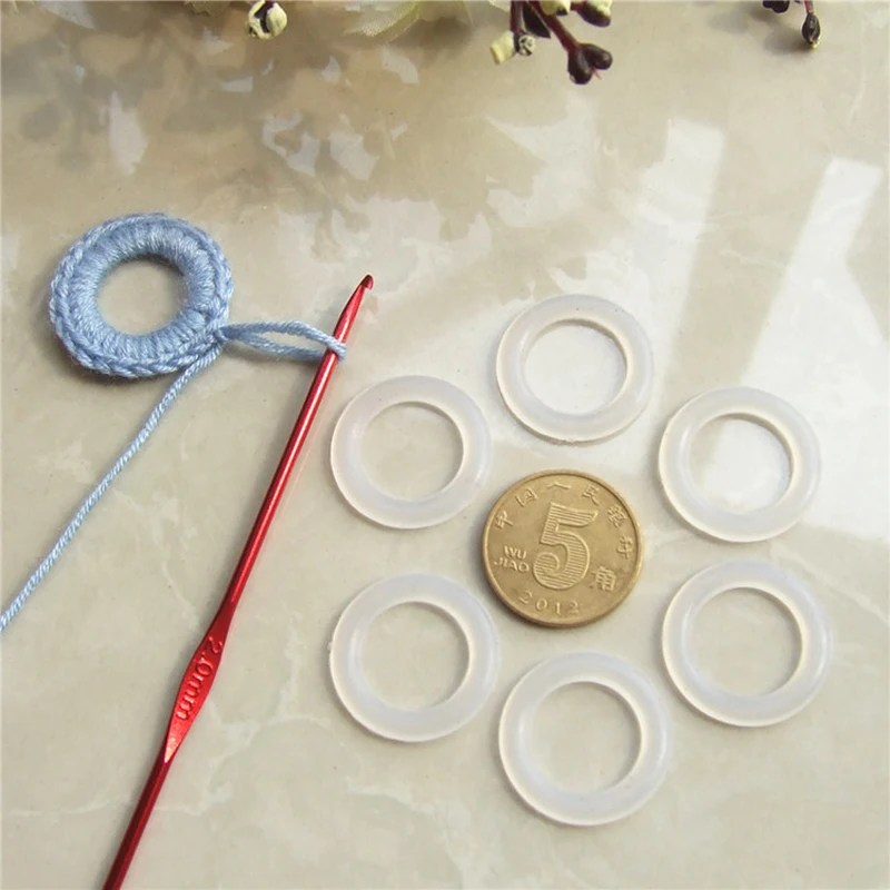 50pcs/bag Plastic Crochet Ring Hook DIY Knitting Circle Rings Plastic Pattern DIY Handbag Seat Cushion Materials Knitting Tools