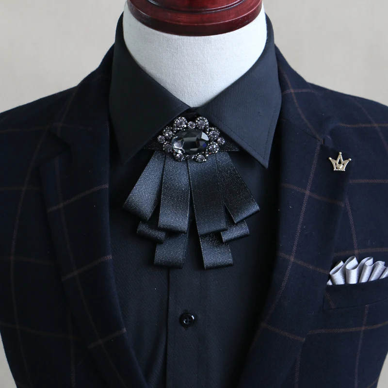 New Free Shipping fashion casual Men's male multilayer bow collar business suits wedding groom groomsman tie Han Brooch Headdres