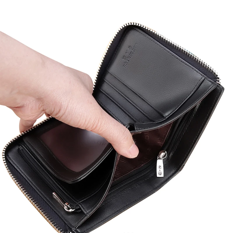 LAORENTOU Business Men's Short Wallet Small Card Holder Genuine Leather Fashion Coin Purse Casual Standard Clutch Money Bag Male image 5