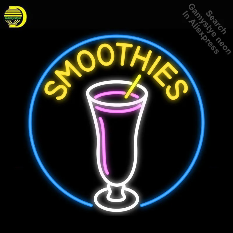 

Smoothie Neon Sign cup Handmade neon bulb Sign real Glass Tube neon light Arcade Recreation Game Room Iconic Sign metal frame