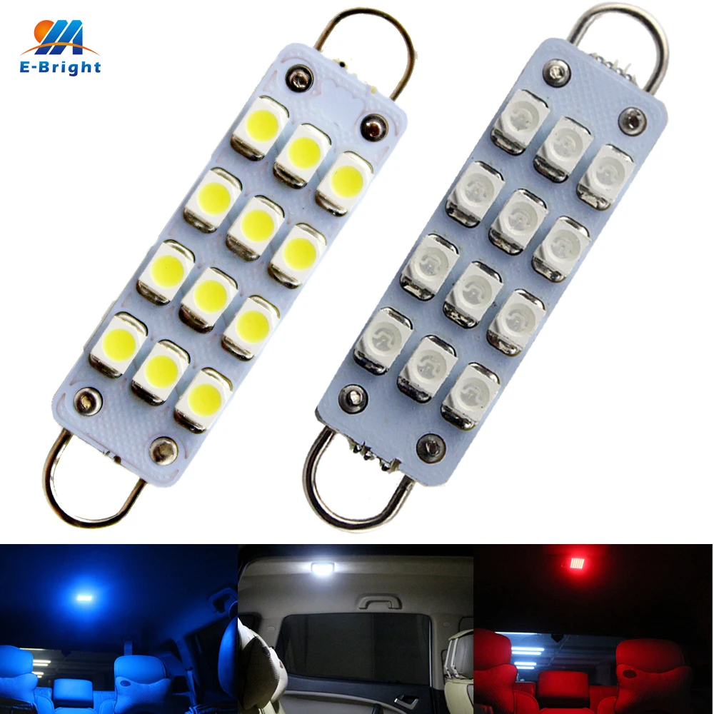 

2PCS Festoon C5W Led Auto Rigid Loop 44MM Dome Map Light Car Bulbs 12V DC 1210 561 567 562 License Plate Lamp White Interior