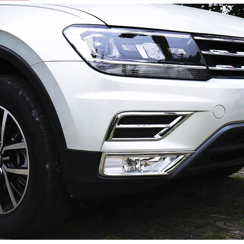 Car-styling Tiguan 2017 2018 For Volkswagen Tiguan 2 MK2 2016 Front Grill Fog Lights Lamps Frame Trim Stickers Cover Accessories