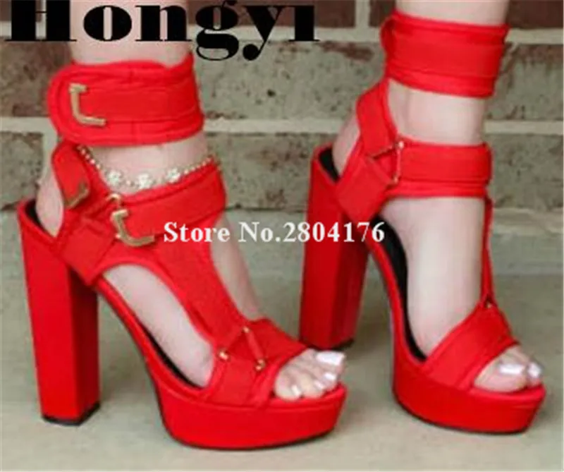 2019 New Design Women Fashion Open Toe Suede Leather High Platform Chunky Heel Sandals Buckle Design Super High Heel Sandals