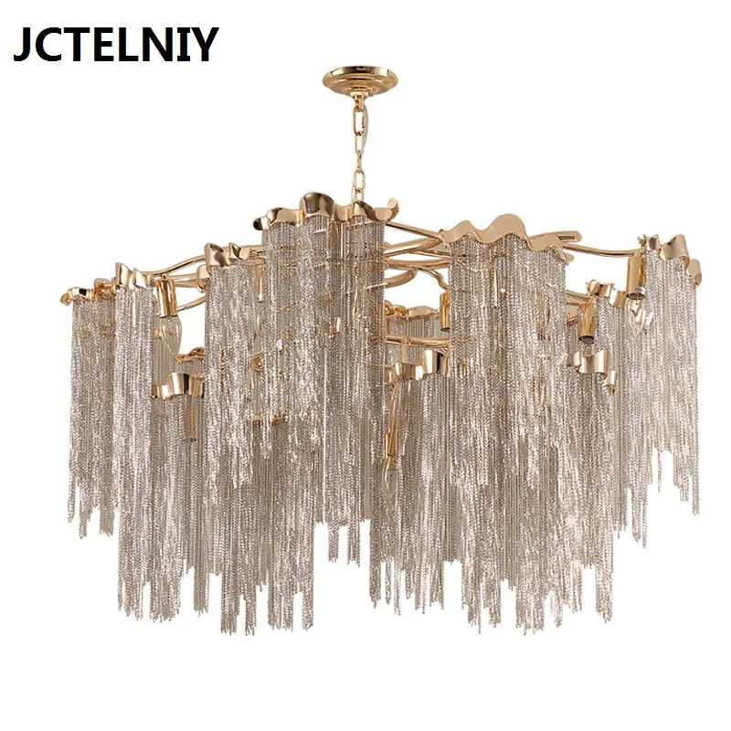 Deluxe creative tassel chandelier hand-braided chain lamp LED living room lamp warm dining room decoration chandelier 20lights