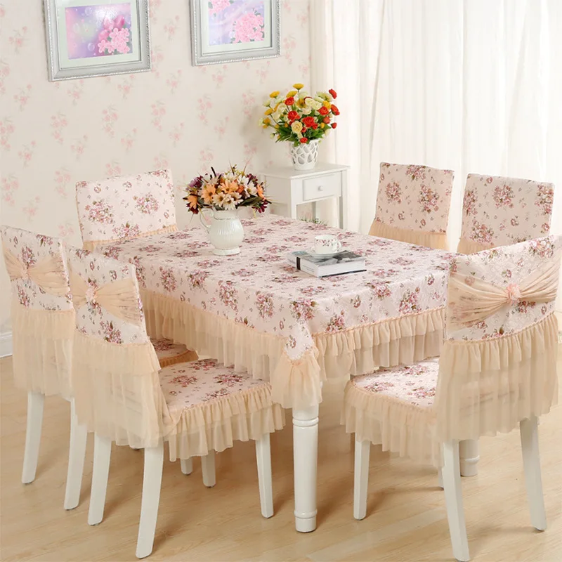 

New Floral Tablecloth Pastoral Dinner Tablecloth Fresh Style Table Cover Decoration Rectangular Cotton Line Table Cloth