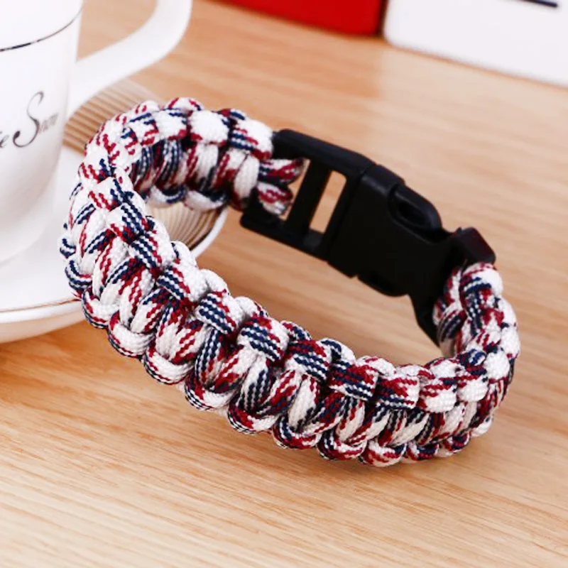 Outdoor Camping Survival Paracord Bracelet For Men Hiking Buckle Wristband Emergency Rope Bangle Jewelry Gift