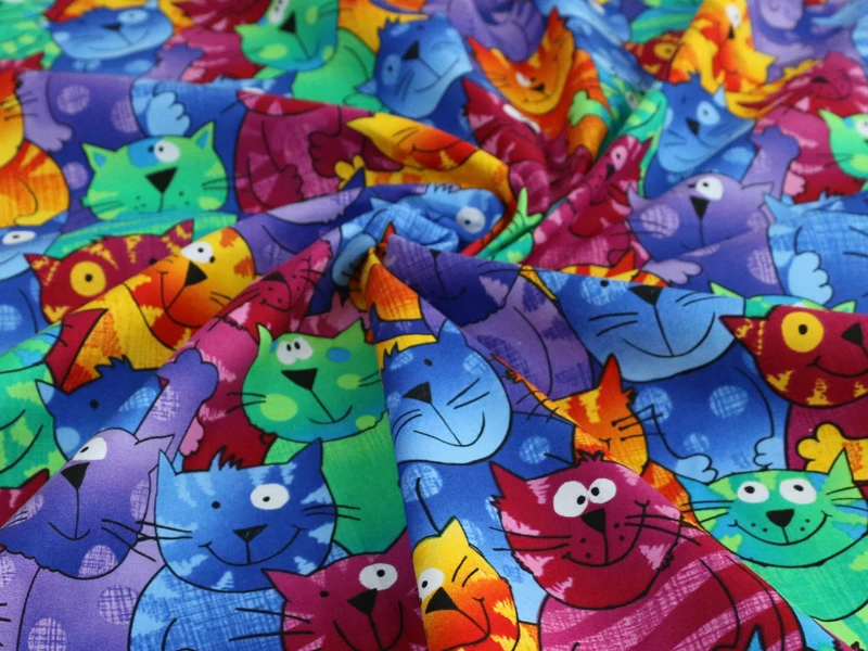 1 meter X 1.1 meter Cartoon cats patchwork sewing digital print fabric cotton tissues