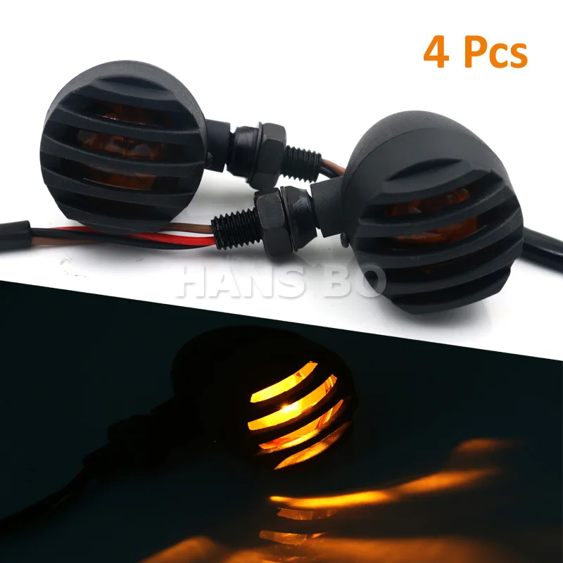 

4PCS 12V 5W Metal Bullet Black Amber Bulb Light Motorcycle Turn Signal For Harley Suzuki KAWASAKI Modification Parts
