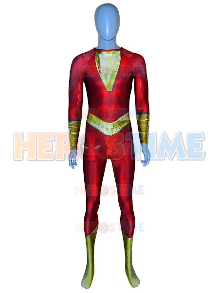 Shazam Cosplay Costume Spandex 3D Print Superhero Costume Cosplay Halloween Zentai Bodysuit Costume For kids Men Adult