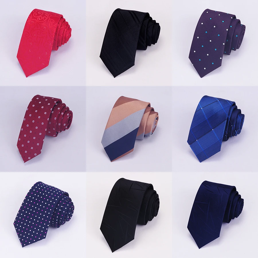 RBOCOTT-Corbata clásica a la moda para hombre, corbata delgada de Cachemira con puntos a cuadros a rayas de 6cm, corbatas ajustadas para el cuello en negro, rojo, azul, boda