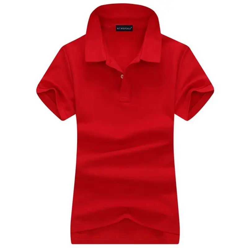 100% Cotton 2022 Summer New Womens Short Sleeve Polos Shirts Casual Solid Color Polos Femmes Fashion Lady Lapel Slim Tops