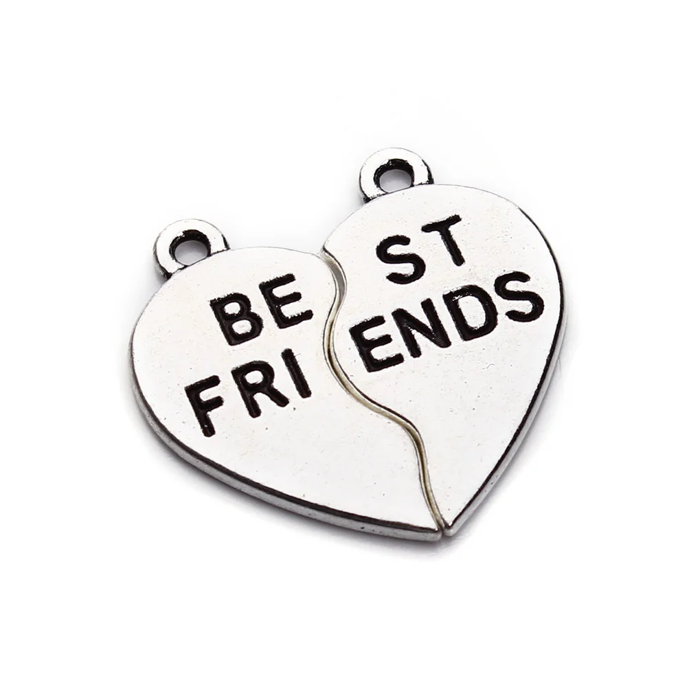 10sets/lot Fashion Women Pendant Necklace Gift Friendship Jewelry Broken Heart 2 Part Simple Charms Best Friends Sister  F2968