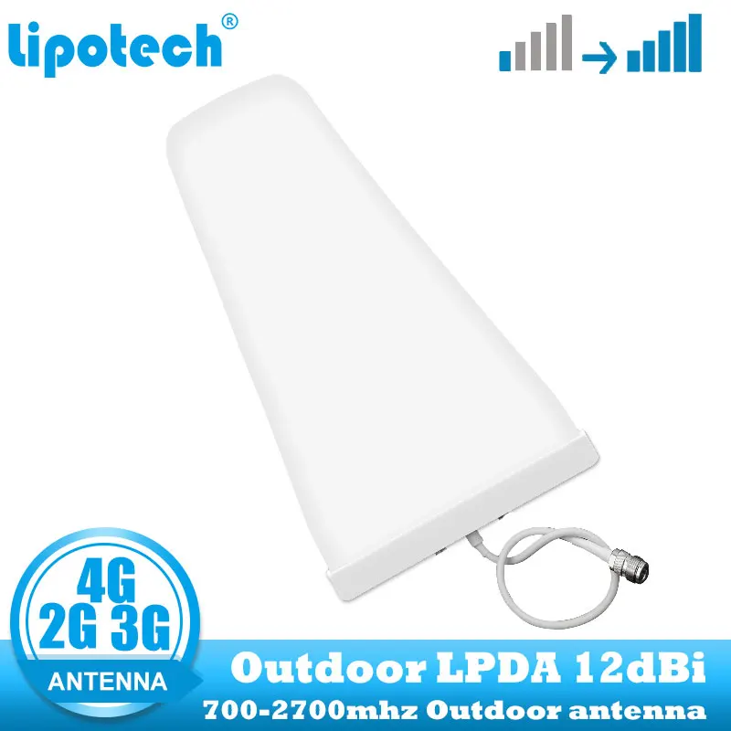 lintratek 12dbi 2G 3G 4G Outdoor cell phone signal booster Antenna LPDA 700-2700 mhz cellular repeater For GSM LTE DCS amplifier