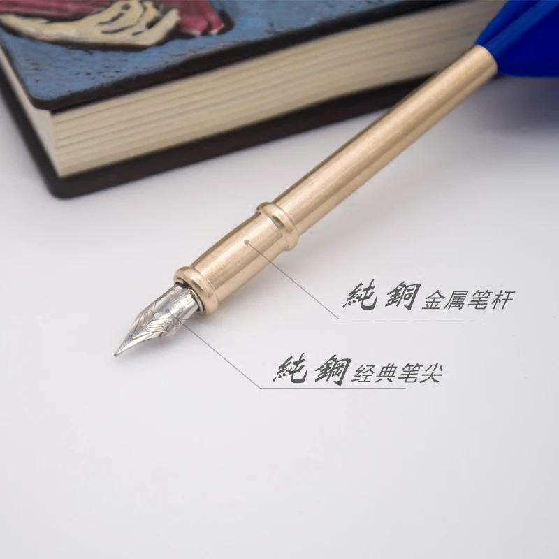 Liberty, Regalo Creativo, dipinto A Mano-In Rilievo Vintage Notebook con Penna D'oca, Piuma Penna