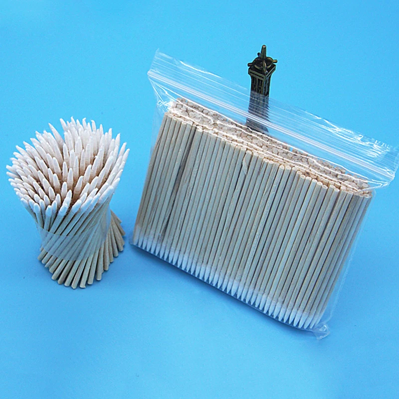 300pcs/bag Cotton Buds Swabs 7cm Long Wooden Handle Tattoo Makeup Microblade Cotton Swab Sticks Makeup Cotton Swabs