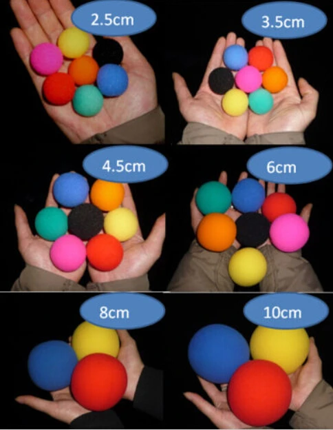 Super Sponge Ball (2,5/3,5/4,5/6cm disponible, Multicolor), trucos de magia, magia, ilusión de escenario, juguetes clásicos, 50 Uds.