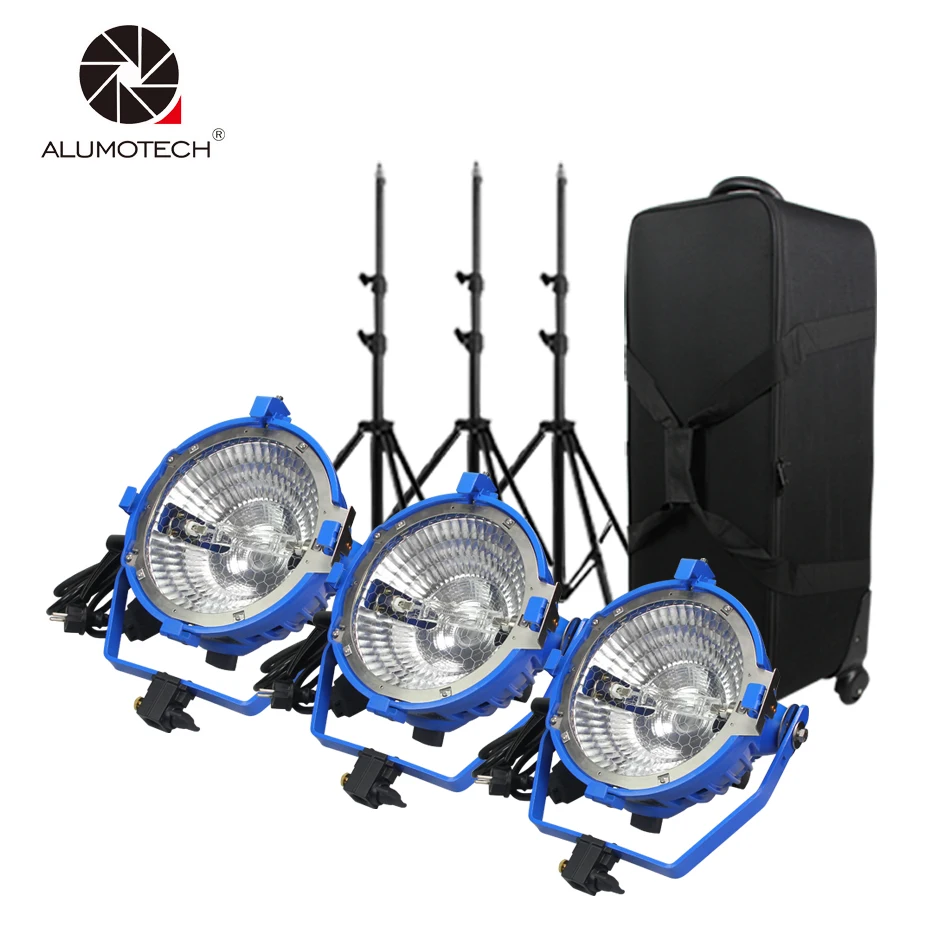 ALUMOTECH Photography Studio LightingTungsten 2000W 220V LightX3+StandX3+UV Protection Glass