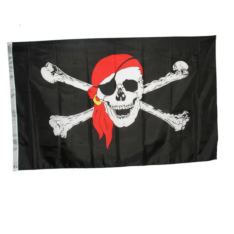 90 x 60cm Halloween Supplies Jolly Roger Skull Crossbones Pirate Flag Garden Banner Flag Party Decoration  NN023