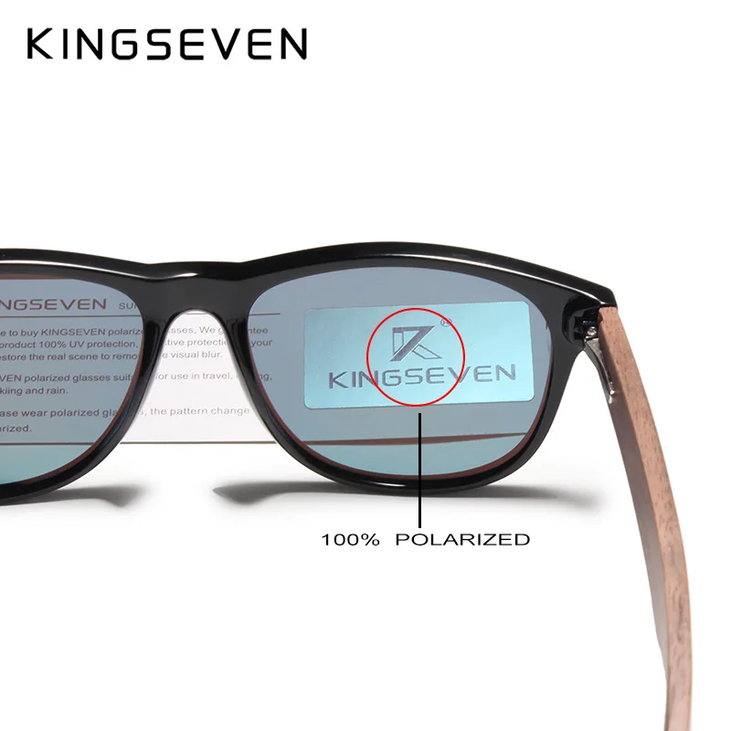 KINGSEVEN Brand Design Retro Men Women Polarized Handmade Walnut Wooden Sunglasses HD UV400 Mirror Lens Sun Glasses Eyewear