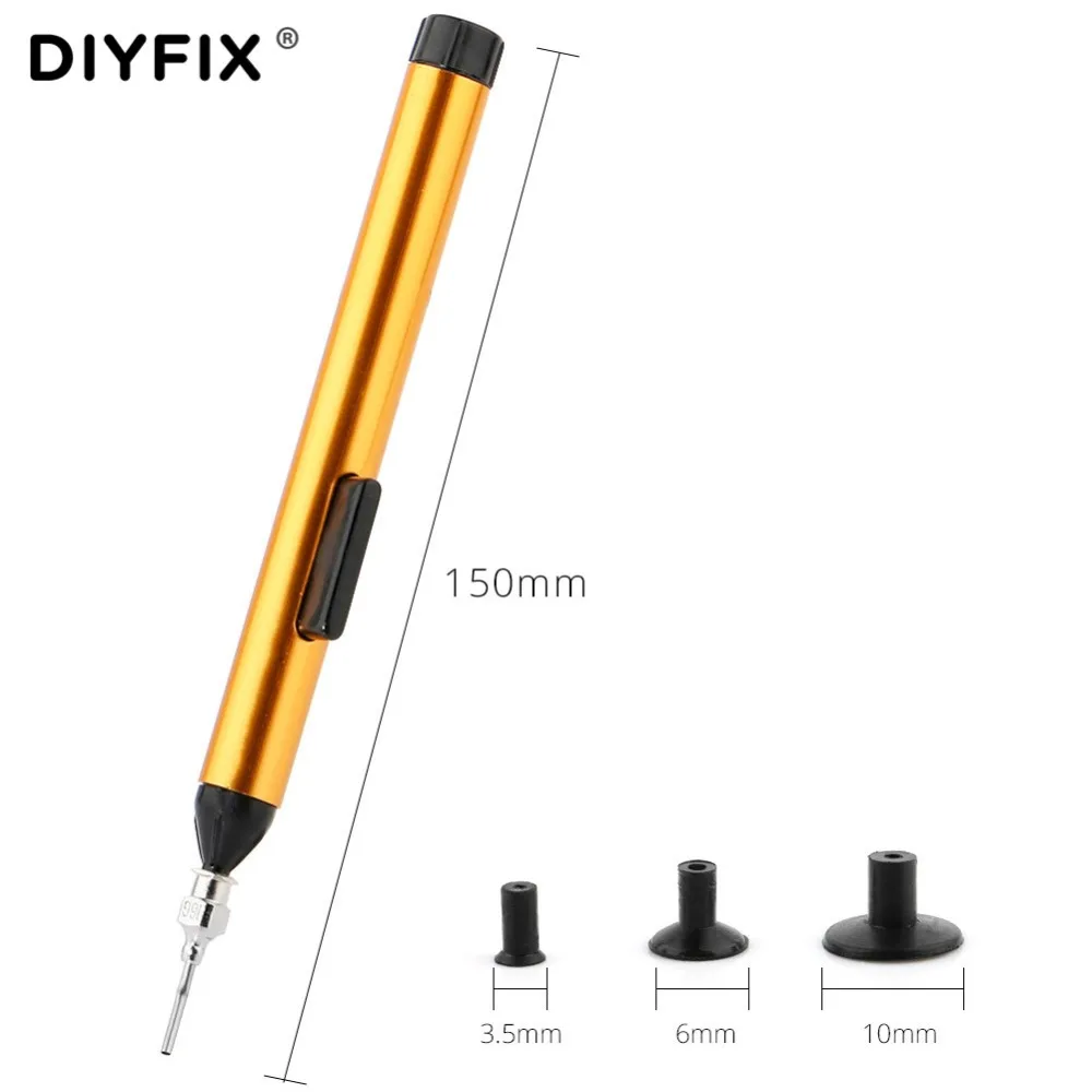 DIYFIX IC SMD Vacuum Sucking Suction Pen Pick Up Remover 3 Suction Headers Anti-static Solder Desoldering Repair Hand Tools