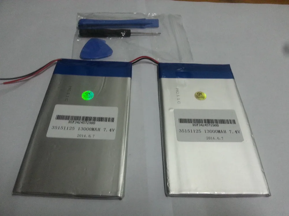 7.4V 13000mAh Tablets Batteries DIY U30GT, U30GT1, U30GT2 dual four-core tablet pc battery 33161125 Size:3.5 * 151 * 125 mm