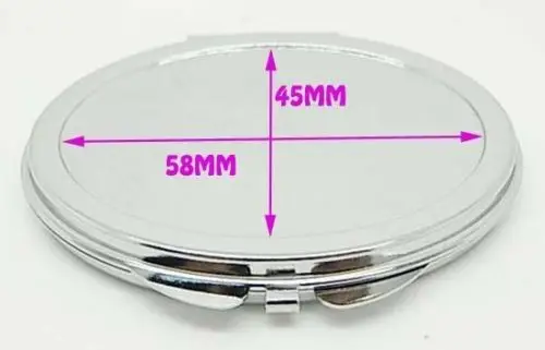 Blank Oval Shared Metal Compact Mirror Makeup Cases Silver Colour DIY Mirror