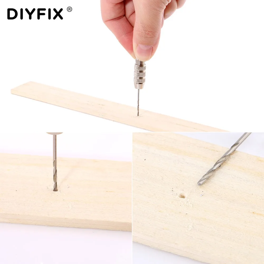 DIYFIX-Juego de brocas giratorias, kit de herramientas rotativas de perforación de carpintería, Mini Micro taladro manual de aleación de aluminio con mandril sin llave, 10 Uds.