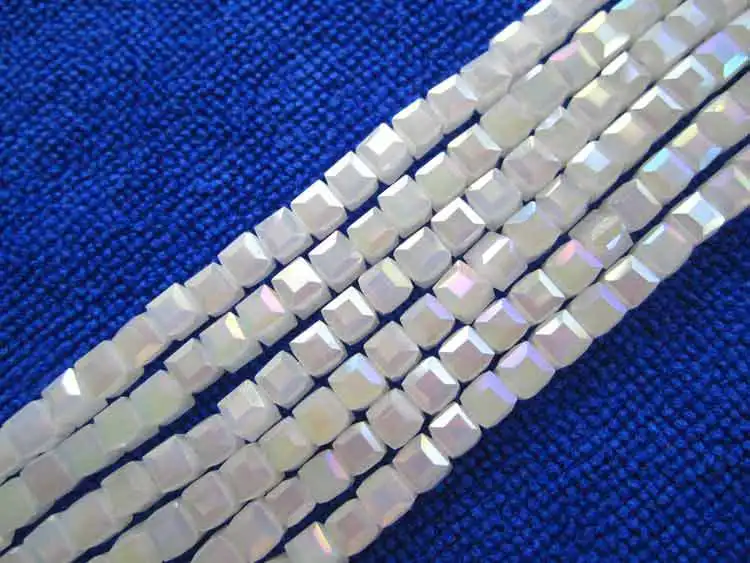 5mm White Glass Crystal Faceted Square loose beads 17