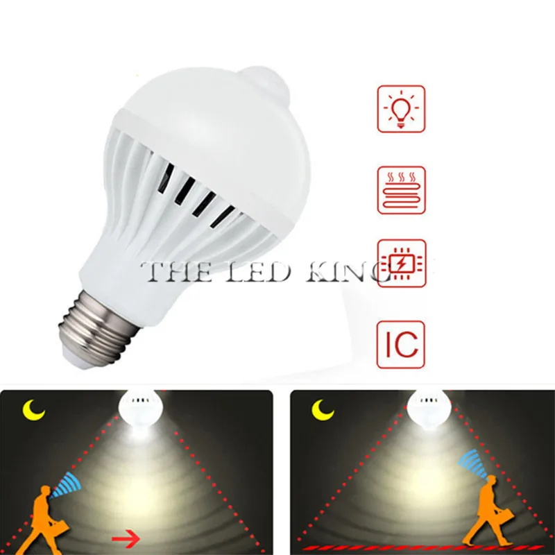 LED PIR Motion Sensor Lamp 5w 220v Led Bulb 7w 9w 12w 15W Sound+Light automatic Smart Sensor Control Led Light