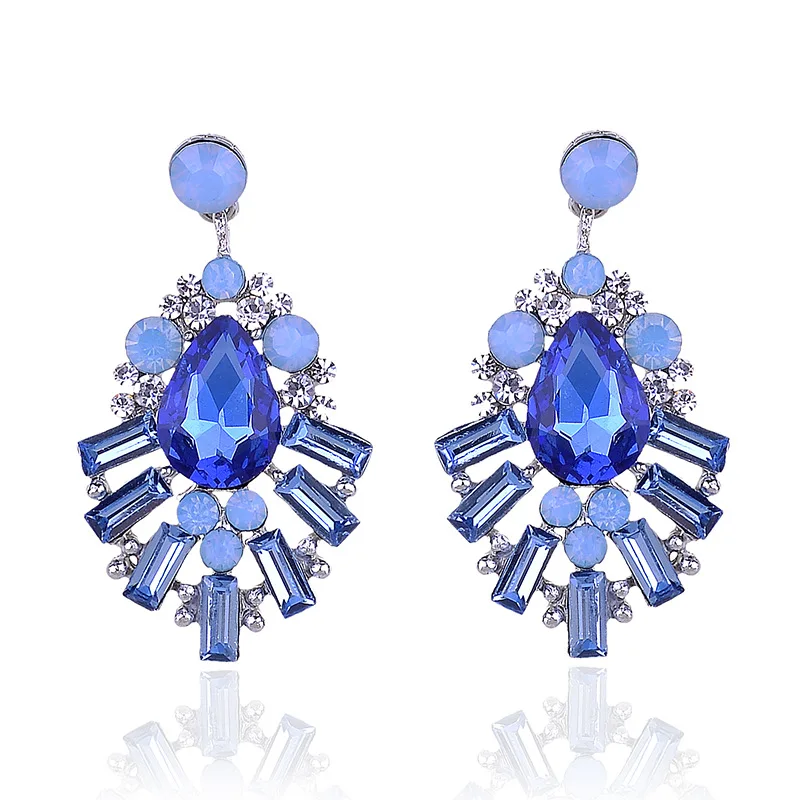 LUBOV Colorful Crystal Opal Stone Metal Drop Earrings Fashion Women Rhinestone Piercing Earring 2019 New Christmas Jewelry Gift