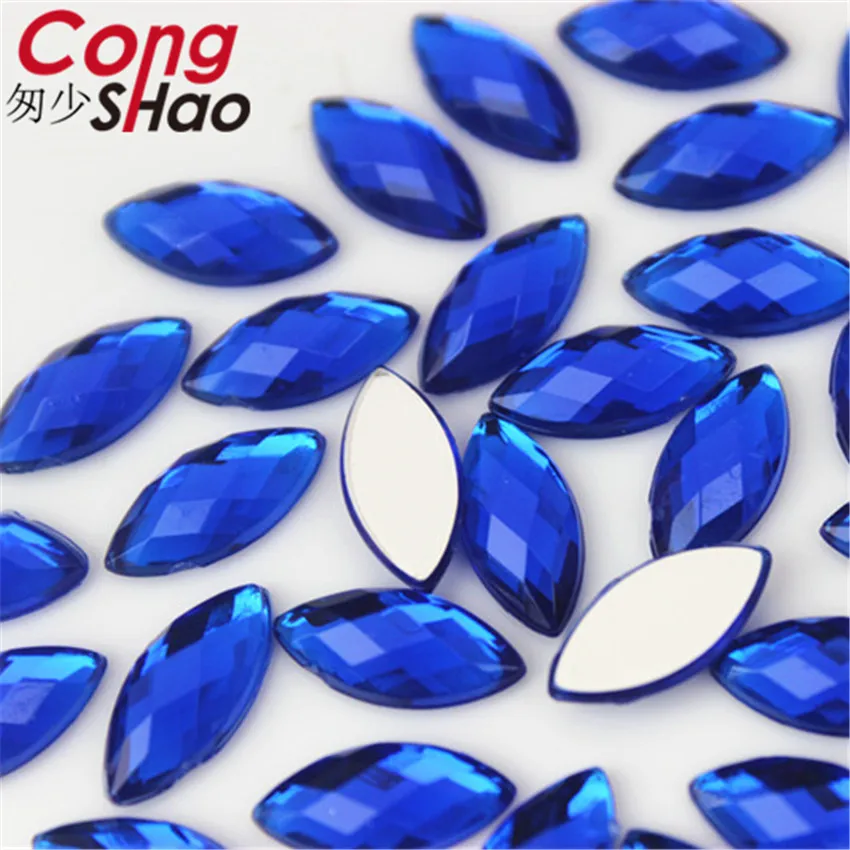 Cong Shao 100PCS 7*15mm Colorful Horse Eye Flatback Acrylic Rhinestone Trim Stones And Crystals DIY Decoration Accessories 8Y720